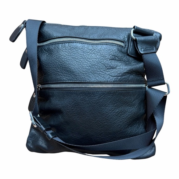 margot Handbags - Margot Black Leather Triple Zip Compartment handbag Silver zip Pockets pebbled